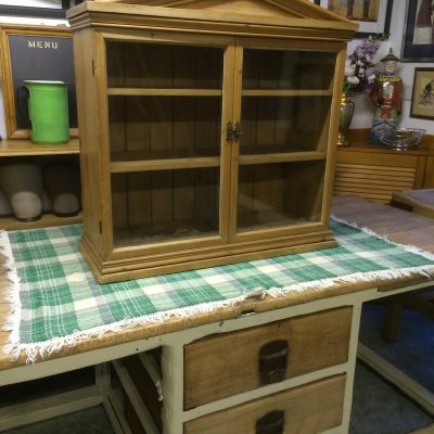 Old glazed pine shop countertop display unit